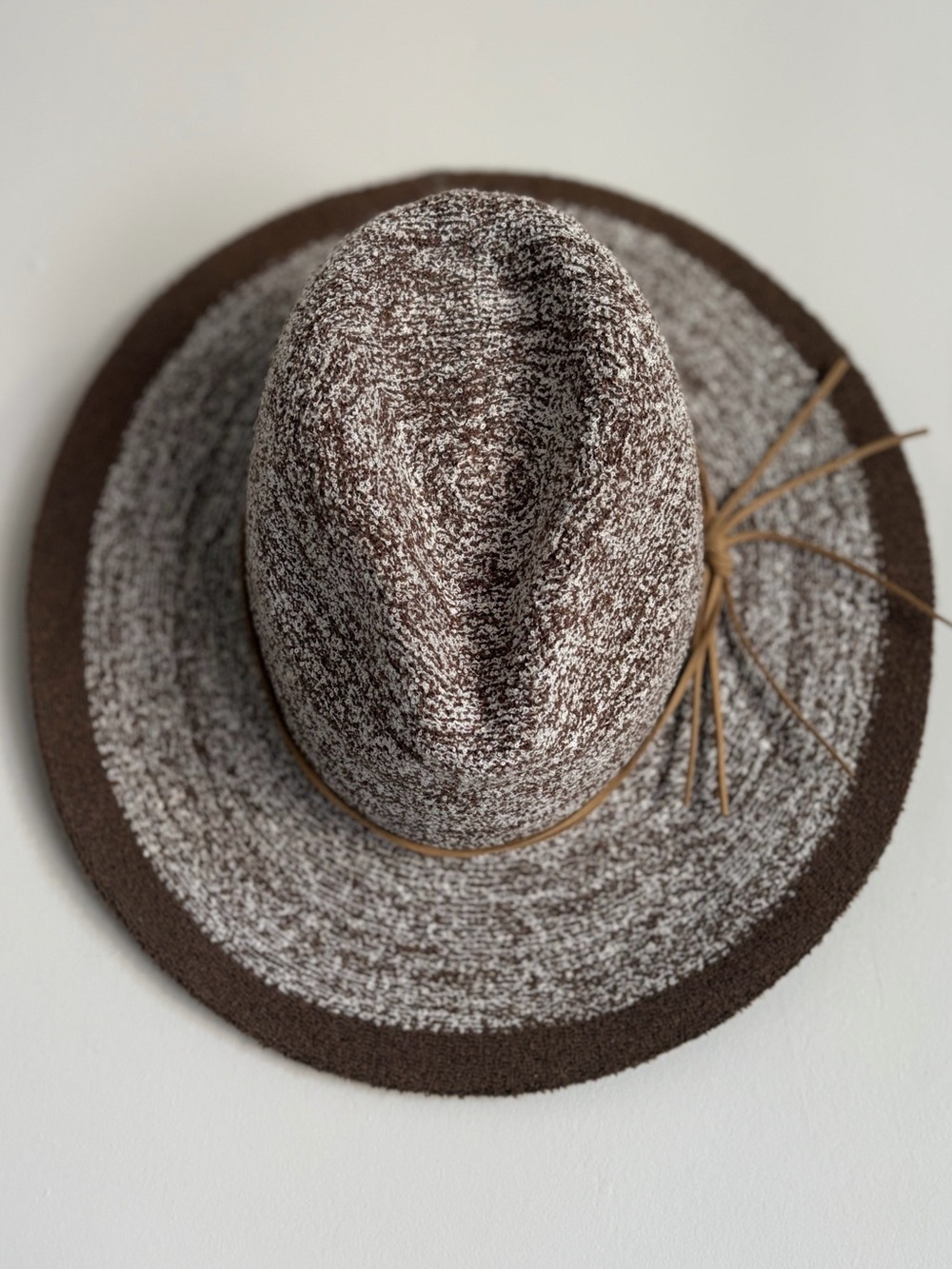 NWT World Market Brown Cream Marled Fedora Sun Hat One Size
